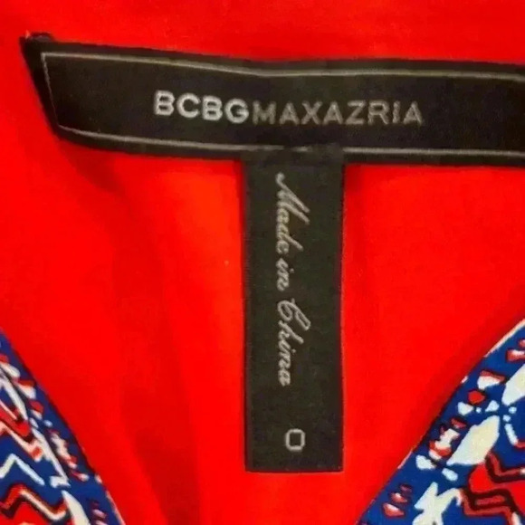 BCBG MaxAzria - Red Maxi Dress with Blue and White details - Size 0 (Worn once) - Picture 4 of 8
